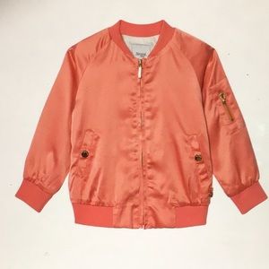 Super chic and stunning girls silky bomber jacket pink from Mayoral.
